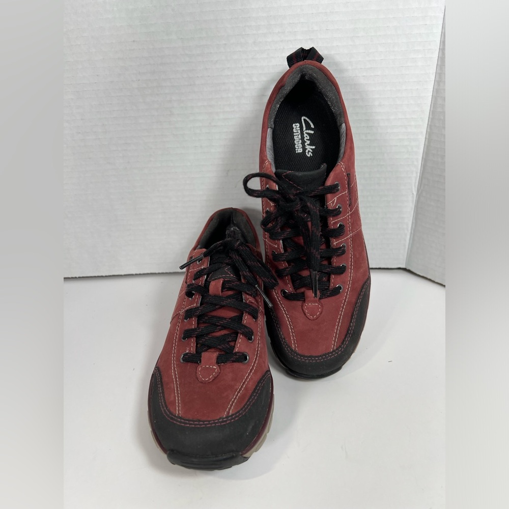 Clarks WaveWalk Mens Waterproof Leather Comfort Walking Shoes Burgundy Black 7M